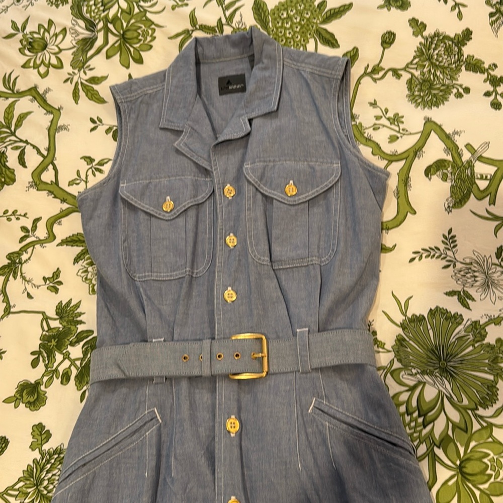 Vintage classic Liz Claiborne chambray midi shirt dress.Circa 1990 -92.